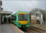 The 171 781 in service from Ashford to Brghton makes a stop in Rye.