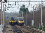 London Midland Class 350 257 and First TransPennine 185 123 meet in Liverpool South Parkway railway station, 11.3.2015