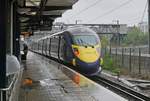 A southeastern highspeed Class 395 is leaving Ashford International on the way to London St Pancras.