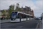 An Edinburg Tram in the St Andrew Street on the way to the Airport.
