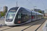 Tram 5105 arrives at the Lige Expo terminal. This line has three terminal stops. Oct. 2025