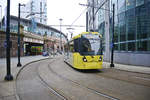 Manchester Metrolink tram 3076 (Bombardier M5000) at Manchester Piccadilly Station.