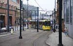 Tram 30766 (Bombardier M5000) on the Manchester Metrolink line to Eccles. Date: March 11, 2018.