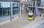 Tram 3004 (Bombardier M5000) on Manchester metrolink line 2 direction Manchester Piccadilly Station.