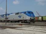 Amttrak 177 sits patiently as passengers load at Burlington, Iowa depot.