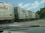 Amtrak mail cars.