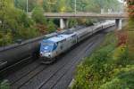 Amtrak/VIA Train with P42DC 190 from Toronto towards New York on 3.10.2009 at Bayview Junction.