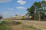 CSX 7576 with a car transportation train in Spring (near Houston, Texas). 10.02.2008.