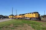 Three Union Pacific engines with a freight train in Sealy (Texas) on 23.10.2007.