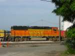 A strange GP locomotive sits at the siding near the Burlington, Iowa depot on 11 June 2005.