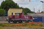 Diesel locomotive D 255-201 is in the sidings of Ferrara station. . May 8th, 2025.