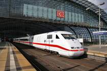 Here 401 510-3  Gelsenkirchen  as ICE599 from Berlin Ostbahnhof to Munich main station. Berlin main station, 25.2.2012.