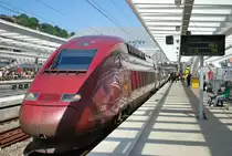 Thalys PBKA 4303 calling at Li�ge-Guillemins on its way to Cologne. At that time (1st July 2008) the new Calatrava building was not completed.