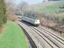 L train to Spa-G�ronst�re taken from the new bridge near Baelen (14 March 2012)