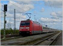 101 054-5 with IC wagons photographed in Norddeich on May 5th, 2012.