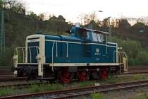 The 261 671-2 of the Aggerbahn (Andreas Voll, Wiehl), ex DB V60 671, parked on 28.04.2012 in Betzdorf/Sieg. The V60 was built in 1959 by MaK under the serial number 600 260 for the DB as V 60 671.
