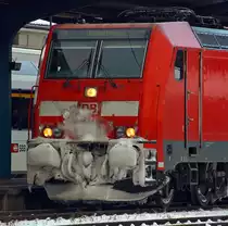 Detail of the 145 231-6 (a Bombardier TRAXX P160 AC) in Konstanz on 02.12.2012.