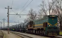 Diesel loc 664-106 pull tank train in Pragersko on the way to Hodo�. /28.12.2012