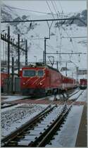 MGB HGe 4/4 wiht his local train from Disentis is arriving at Andermatt. 
15.03.2013  