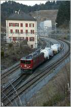 The RhB Ge 6/6 II 704 in Reichenau Tamins.
15.03.2013