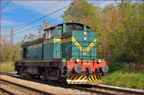 Diesel loc 643-042 is running through Maribor-Tabor on the way to Tezno yard. /22.10.2013