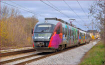 Multiple unit 312-124 is running through Maribor-Tabor on the way to Dobova. /25.11.2013
