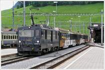 . The Goldenpass Panoramic train is arriving in Zweisimmen on August 3rd, 2007,