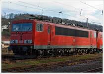 The 155 206-6 (ex DR 250 206-0) of the DB Schenker Rail Deutschland AG parked on 01.19.2014 in Kreuztal.