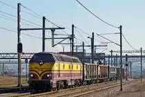 . The CFL Cargo 1818 is hauling a freight train into the station Belval Universit� on January 31st, 2014.