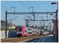 . Z 2212 is leaving the station of Noertzange on January 31st, 2014.