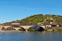. A goods train headed by 4009 is running on the S�re Brigde on Wasserbillig on April 1st, 2012.