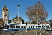 . Cobra tram N� 3055 pictured in front of the Swiss National Museum in Z�rich on December 27th, 2009.