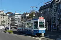 . Tram 2000 N� 2014 is running on Limmatquai on Z�rich on December 27th, 2009.