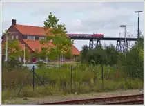 . View from the station of Rendsburg on the Rendsburger Hochbr�cke on September 28th, 2013.