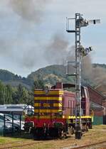 . The CFL BB 914 (former SNCF BB 63123) of the heritage railway CFV3V (Chemin de Fer  Vapeur des 3 Valles) taken in Treignes on September 27th, 2014.