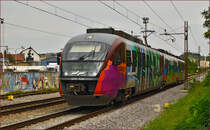 Multiple units 312-124 run through Maribor-Tabor on the way to Zidani Most. /3.9.2014