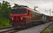 Electric loc 363-006 pull container train through Maribor-Tabor on the way to the north. 22.9.2014