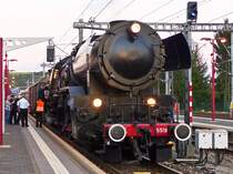 . The steam locomotive 5519 pictured in Wasserbillig in the evening of October 19th, 2014.