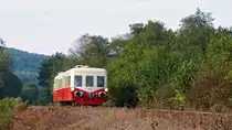 . The heritage Picasso XBD 3998  Nancy  is running on the CFV3V (Chemin de Fer � Vapeur des trois Vall�es) track near Vierves-sur-Viroin on September 28th, 2014.