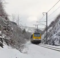 . 3009 is heading the IC 113 Luxembourg City - Liers near Maulusm�hle on February 2nd, 2015.