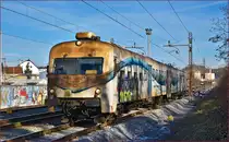 Multiple units 814-130 run through Maribor-Tabor on the way to Ormož. /14.1.2015