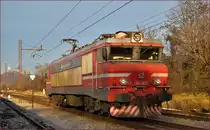 Electric loc 363-007 run through Maribor-Tabor on the way to Tezno yard. /20.12.2014