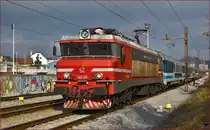 Electric loc 363-016 pull EC151 'Emona' through Maribor-Tabor on the way to Ljubljana. /19.1.2015