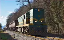 Diesel loc 644-016 pull freight train through Maribor-Studenci on the way to Tezno yard. /28.1.2015