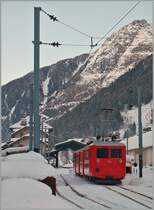 The Beh 4/4 N° 45 with his Bt the  Mer de Glace  Chamonix Station.
10.02.2015