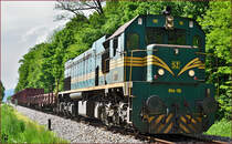 Diesel loc 664-110 pull freight train through Maribor-Studenci on the way to Tezno yard. /6.5.2015