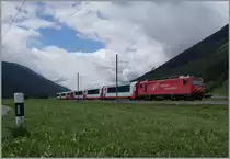 The Glacier Express from Zermatt to St Morizt near Oberwald.
16.08.2014