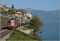 The SBB Re 6/6 11621 with a Cargo Train by St Saphorin. 
31.08.2015