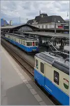 The MOBABDe 8/8 4002 VAUD and 4004 FRIBOURG in Montreux.
17.04.2017