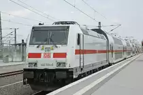 DB Class 146 564-0 at the Central Station in Leipzig on May 1st 2017.

The DBAG Class 145 and DBAG Class 146 are Bo'Bo' mainline electric locomotives built by Adtranz primarily for the Deutsche Bahn at the end of the 1990s.

Between 2000 and 2001, a development for passenger trains with hollow shaft final drive replacing the axle hung drive and a higher top speed of 160 km/h (99 mph) was produced for DB Regio. These locomotives were given the designation DBAG Class 146. An additional 32 were ordered in August 2012.